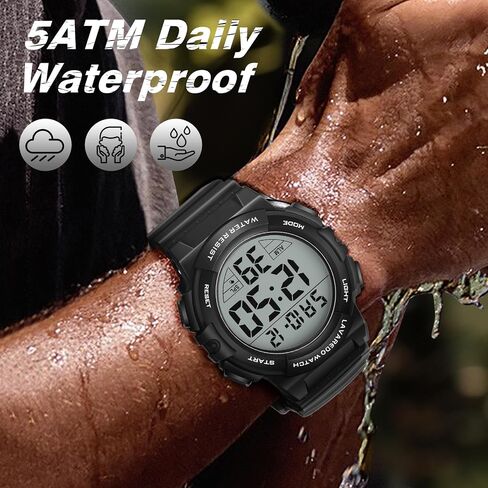 Mens Digital Watch, Sport Military Watches for Men Waterproof LED Screen Large Face Tactical Watch with Backlight Alarm Stopwatch Wrist Watch in Saudi Arabia