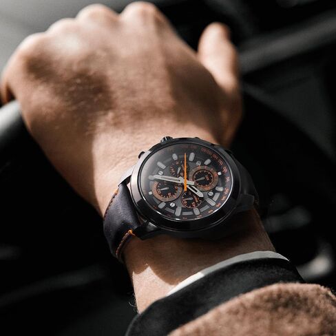 الساعات Pindows للرجال ، ورجال Quartz Quartz Chronograph يشاهد أعمالًا مقاومة للماء ، فستان غير رسمي مع حزام من الجلد الأسود البني الأسود in Kuwait