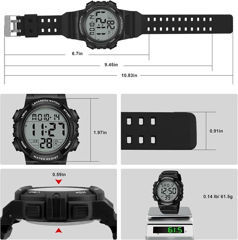 Mens Digital Watch, Sport Military Watches for Men Waterproof LED Screen Large Face Tactical Watch with Backlight Alarm Stopwatch Wrist Watch in Saudi Arabia