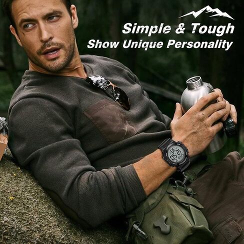 Mens Digital Watch, Sport Military Watches for Men Waterproof LED Screen Large Face Tactical Watch with Backlight Alarm Stopwatch Wrist Watch in Saudi Arabia
