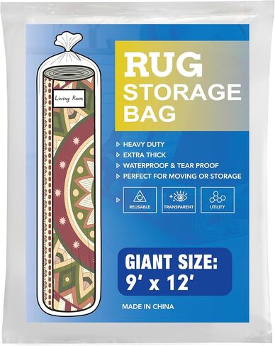 Plastic Rug Storage Bag with Zip Tie,4 Mil Heavy Duty 9' x 12', Ideal for Moving, Packaging, and Storage (Giant) in Saudi Arabia