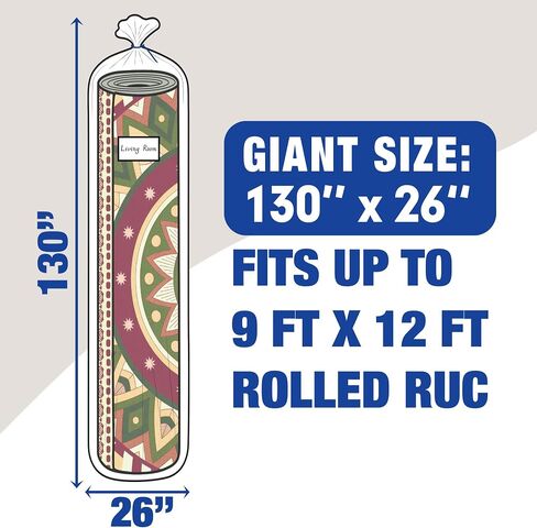 Plastic Rug Storage Bag with Zip Tie,4 Mil Heavy Duty 9' x 12', Ideal for Moving, Packaging, and Storage (Giant) in Saudi Arabia