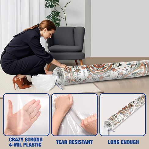 Plastic Rug Storage Bag with Zip Tie,4 Mil Heavy Duty 9' x 12', Ideal for Moving, Packaging, and Storage (Giant) in Saudi Arabia