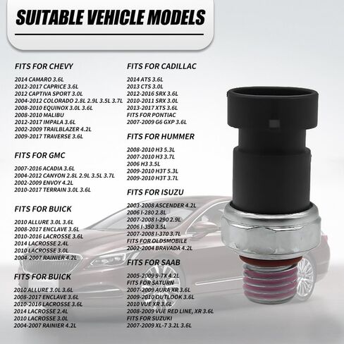 استبدال 12635957 Yinncke محرك زيت زيت مستشعر التبديل Switch Switch Fits لـ Chevy Camaro Malibu Impala Trailblazer Fits for GMC Envoy Canyon Fits for Buick Allure Fits for Cadillac ATS D1843A in Saudi Arabia