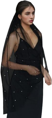 Jiahg الزفاف الكاثوليكي الحجاب الأسود مع مشط راقصة الزفاف راقصة الهالوين أزياء الرأس Tulle Party Adeval Aways Veil in Kuwait