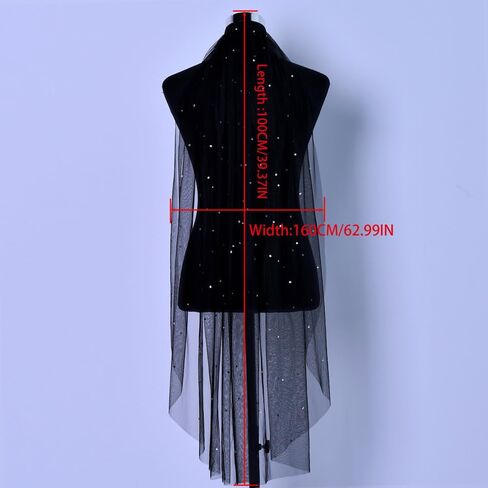 Jiahg الزفاف الكاثوليكي الحجاب الأسود مع مشط راقصة الزفاف راقصة الهالوين أزياء الرأس Tulle Party Adeval Aways Veil in Kuwait