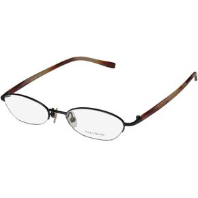 Vera Wang V138 Womens/Ladies Designer Half-rim Demo Lens Casual Made In Japan Eyeglasses/Glasses (48-17-135, Matte Black/Red Horn)