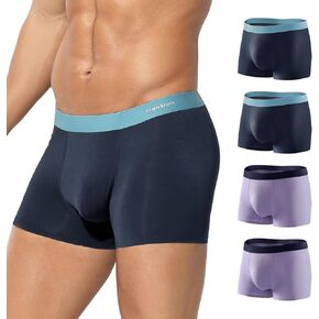 Arjen Kroos Men's Underwear 4 Pack Breathable Silky Modal Boxer Briefs Seamless Trunks