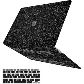 متوافق مع حافظة MacBook Air 13 بوصة 2022 2021 2020 2019 2018 الإصدار A2337 M1 A2179 A1932 Touch ID، حافظة صلبة للكمبيوتر المحمول من الجلد الناعم اللامع مع غطاء لوحة المفاتيح، ذهبي وردي لامع
