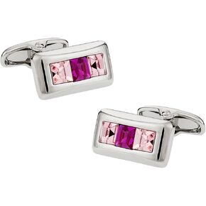 Cuff-Daddy Crystal Cufflinks in Pink with Travel Presentation Box - Perfect Cufflinks for Men and Wedding