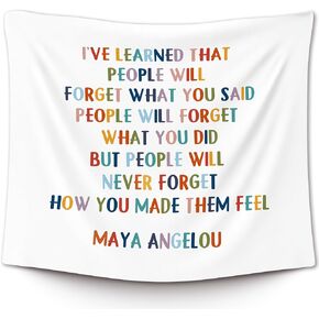 XLDLIOO Inspirational Wall Tapestry, I've Learned That People Will Never Forget What You Said, Boho Colorful Tapestry for Bedroom, Classroom, Living Room, 60x50in