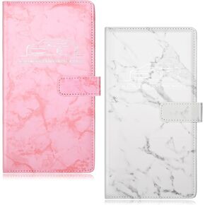 Frienda 2 Pcs Car Registration and Insurance Card Holder, PU Leather Auto Vehicle License Document Glove Box Organizer for Driver License with Magnetic Closure(Pink, Gray with Logo)