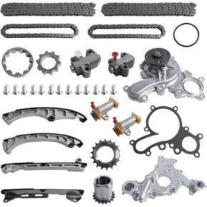 مجموعة سلسلة التوقيت مع مضخة الزيت ومضخة المياه لعام 2007-2020 Toyota Tundra/Sequoia/Land Cruiser و Lexus LX570 وأكثر ، يناسب محرك 5.7L V8 (3UR-FE)-قطع غيار الاستبدال المباشر القياسية OE