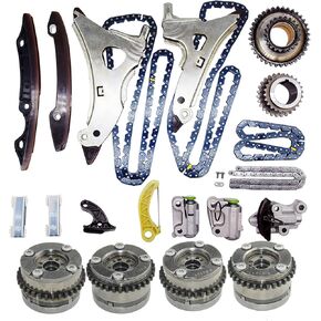 4xCamshaft Adjusters Timing Chain Kit Compatible with M276 Mercedes Benz W212 W204 W166 ML350 SLK350 E400 E350 GL450 CLS400 S400 GLE350 S550E 3.0T 3.5L