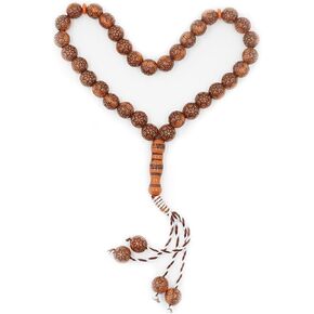 Tasbih Prayer Beads Allah & Muhammad Engraved Islamic Prayer Rosary Beads Muslim Islam Misbaha Bracelet Tasbeeh Sibha 33 Prayer Beads Hand Bracelets (Brown)