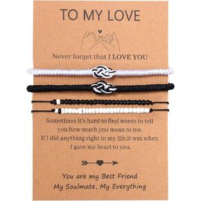 Cupimatch Pinky Promise Couple Bracelet: Matching Couple Beaded Bracelets I Love You Partner Friendship Woven Bracelet Couples Gifts