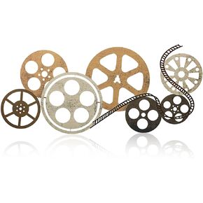 Moxweyeni Metal Movie Reel Wall Art Abstract Antique Movie Theater Decor Contemporary Decorative Wall Art Film Reel for Home Studio Decor(Colorful)