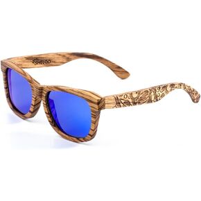 Zebra Wood Polarized Sunglasses Wooden Men & Women Retro Style 100% UV400 - Blue Lens Driving Hiking Fishing Resistant to Heat Resistant Swimming N1