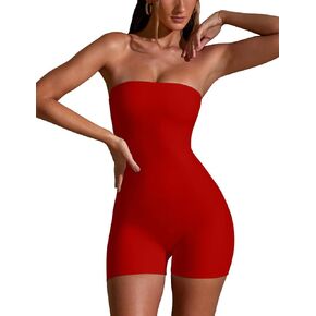 GOBLES Women's Summer Sexy One Piece Outfits Sleeveless Tube Bodycon Rompers