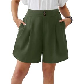 Eytino Womens Plus Size Shorts Casual Elastic Waist Wide Leg Suit Tailored Shorts Summer Dressy Shorts with Pockets(1X-5X)