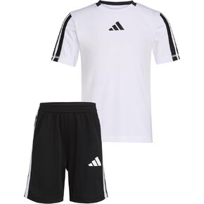 adidas Boys Short Sleeve 3-stripe Soccer Tee Shirt and Short Set