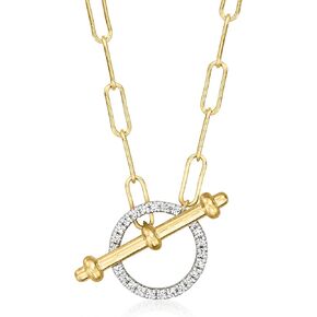 Ross-Simons 0.25 ct. t.w. Diamond Toggle Necklace in 18kt Gold Over Sterling. 18 inches