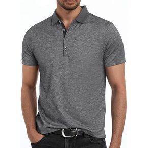 Mens Polo Golf Shirts Casual Short Sleeve Button Up Collared T-Shirt Fashion Work Business Tee Tops in Kuwait