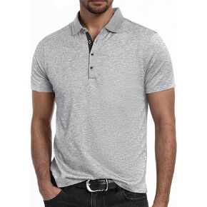 Mens Polo Golf Shirts Casual Short Sleeve Button Up Collared T-Shirt Fashion Work Business Tee Tops
