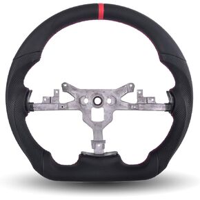 Full Leather Steering Wheel for Chevy Corvette C6 2006-2011 ZR1 Z06, Full Nappa Perforated Leather D-shaped Flat-bottom Hand-Stitched