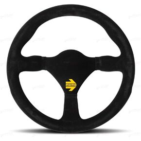 MOMO MOD. 26 Race Steering Wheel | 10.2" 260mm Black Suede/Brushed Black Anodized | Aftermarket Volante Deportivo Universal, Ideal for Drifting, Driving or Racing | Flat Bottom D Shaped Design