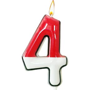 Cartoon Red and White Birthday Candle - Fun Anime Design for Cake Toppers and Party Decorations - Vibrant Colors, Long Burning Time, Safe and Odorless (Number 9)