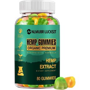 حزمة القنب الطبيعية 1 حزمة ، صغار القنب الصالحة للأكل مع استخراج زيت القنب العضوي فيتامين C omega 3-6-9 ، مكملات صمغية عالية الفاعلية لتوازن قلق الإجهاد في النوم ، والراحة في الجسم والعقل-80 العد