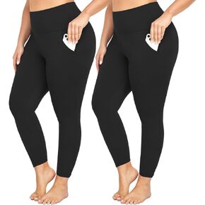 Yeug Plus Leggings for Women X-Large-4x Tummy Control High Weist Spandex Pants Black Yoga Pants