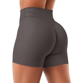 YEOREO Women Workout Yoga Shorts 4.5" No Front Rise Seam Hidden Scrunch Almiy High Rise Buttery Biker Shorts
