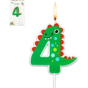 3rd Birthday Dinosaur Birthday Candles for Cake, Dinosaur Shaped Number 3 Candles Cake Topper for Dinosaur Party Supplies