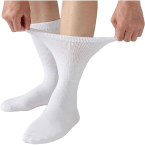 Yomandamor Men 4 Pairs Cotton Crew غير ملزم الجوارب السكري مع ضغط على Hough (10-13)