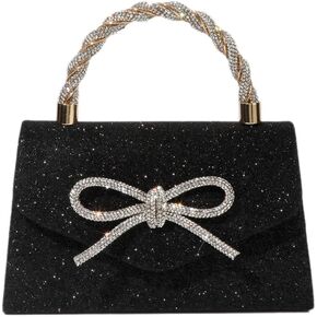 Womens Evening Bag Sparkly Bow Clutch Purse Wedding Party Purses Glitter Rhinestone Party Prom Handbags