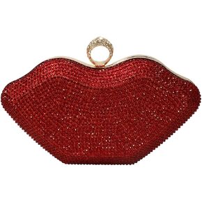 Women Lip Shaped Purse Rhinestone Clutch Bags Sparkling Evening Bag Novely Party Handbag Prom Bag for Wedding Date