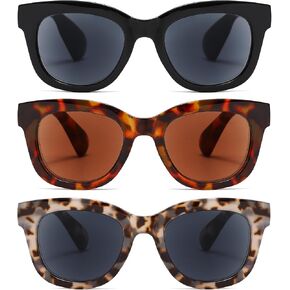 3 Pack Reader Sunglasses Women with UV400 Protection Classic retro style frames for outdoor reading