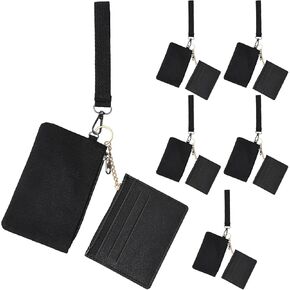 12 Pcs Mini Zipper Keychain Wristlet Wallets Dual Pouch Detachable Credit Card Wristlet Portable Coin Purse Card Cases Holder Pocket Gifts for Women