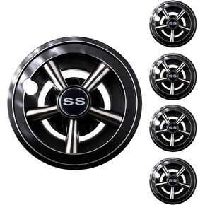 Golf Cart Hubcaps Wheel Covers for EZGO Club Car Yamaha, Golf Cart Hub Caps 8 Inch Snap-on Installation Set of 4 (Black)