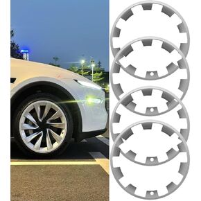 حافة الحافة العجلة حافة 20 بوصة لعام 2026 Tesla Model Y Juniper ، 4 PCS Tesla Model Y 2025 refresh abs Rim hubcaps ، 20 بوصة Helix 2.0 Wheel Rim Protections ، Silver