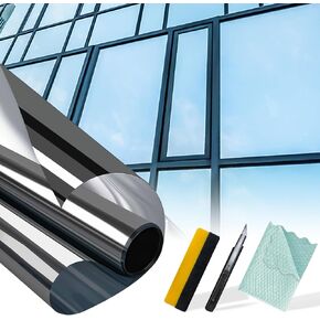Niviy One Way Mirror Window Window Film Link For Home مع أدوات التثبيت ، وأشعة الشمس فوق تحويلة التحكم في الحرارة ونبلة نافذة النهار ، لا يوجد في المكتب المنزلي (السود الأسود ، 35.4 × 118 بوصة)