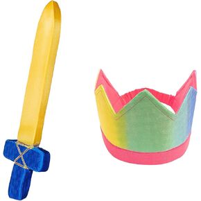 Sarah's Silks Blue Sword and Rainbow Crown | Prince or Princess Dress Up
