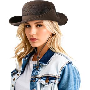 DOCILA Cowboy Hats for Women Purecolor Western Cowgirl Bucket Sun Hat Packable Fisherman Boonie Cap