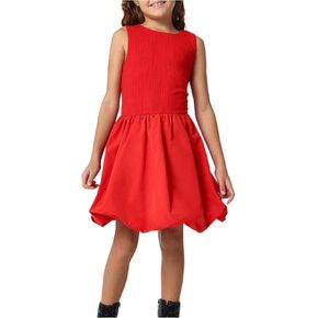 Milumia Girl's Bubble Short Tank Dress Cute Flared Ruffle Mini Dresses