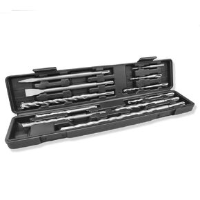 17Pcs Rotary Hammer Drill Bits and Chisel Sets, SDS Plus Carbide Tipped Masonry Drill Bit for Concrete, Stone, Brick, with Storage Case (17)