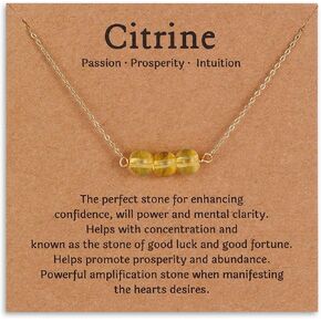 14k Gold Plated Handmade Natural Crystal Healing Necklace Positive Energy Motivation Gifts for Women