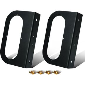 2Pcs 6" inch Oval Boat Trailer Lights Mounting Bracket, T=2.5 mm Black Powder Coated Carbon Steel, for Rubber Grommet & Flange Surface Flush Mount