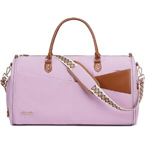 Convertible Garment Duffle Bag for Travel, Carry On Garment Bag for Women, 2 in 1 Travel Garment Bag with Shoe Compartment, Foldable Suit Travel Bag for Hanging Clothes, Purple